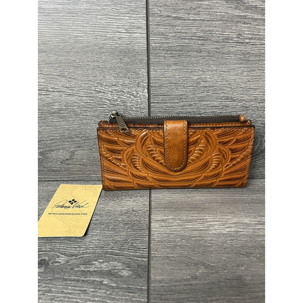 Patricia Nash Nazari Leather Fold Wallet burnished gold color B000605 - Picture 3 of 8